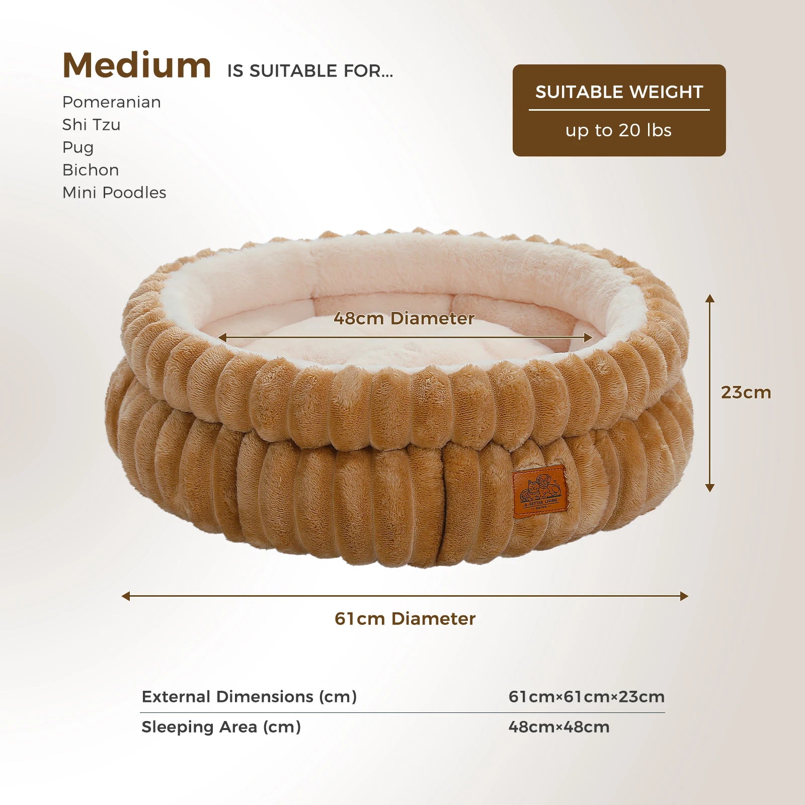 Dog Bed for Medium Dogs Cozy Bed for Indoor Dog Washable Round Bed
