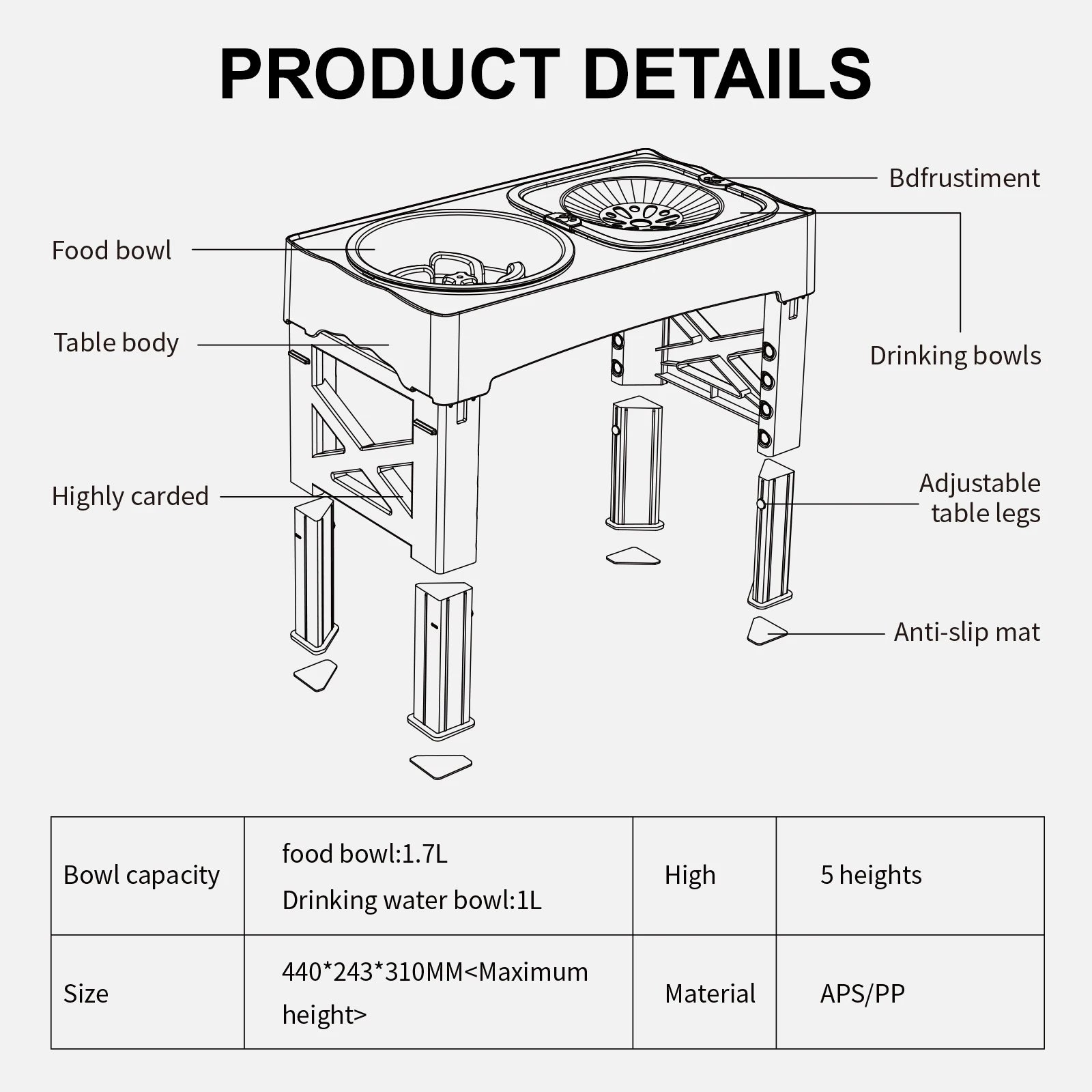 Adjustable Height Pet Feeder Stand