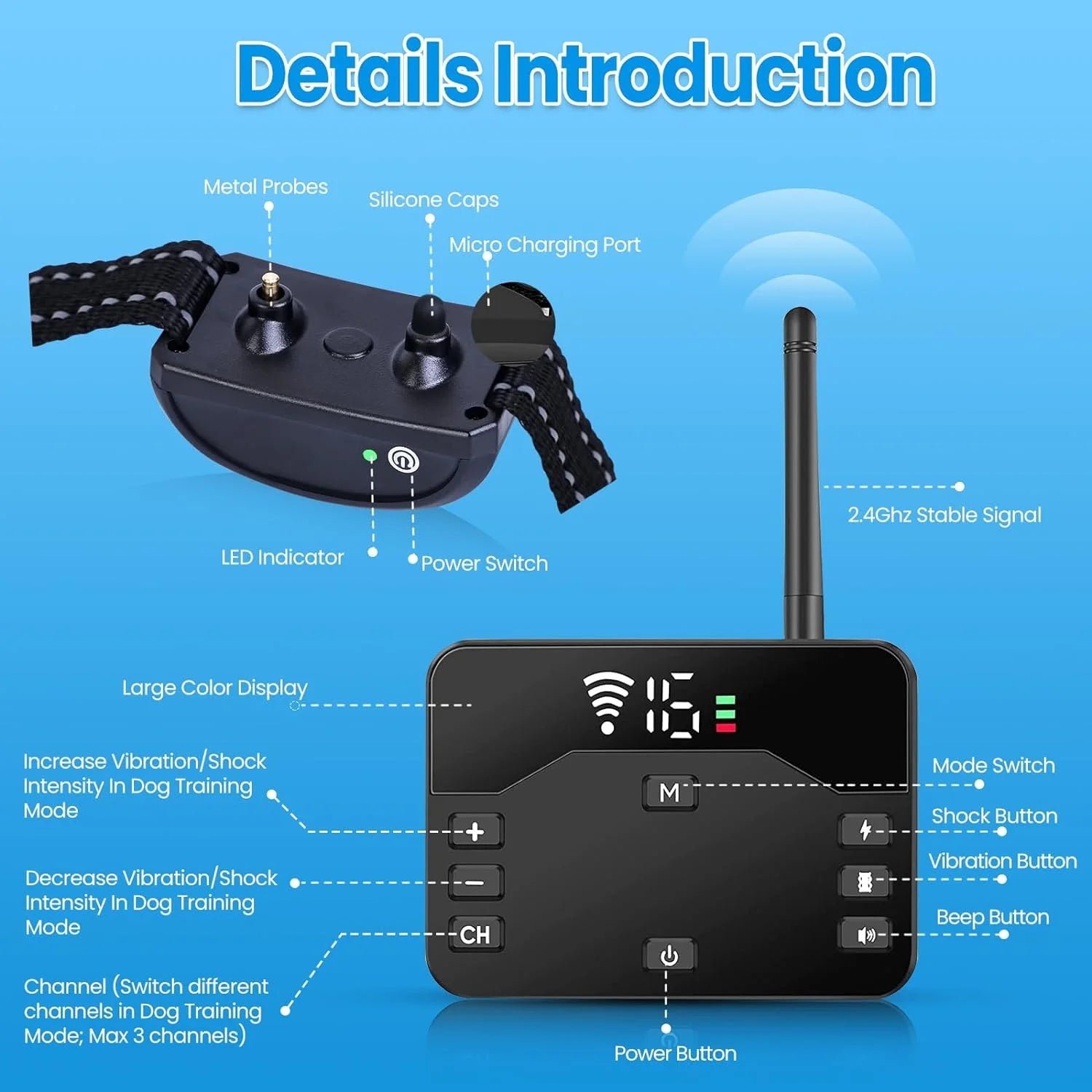 Electric Fence for 2 Dogs Shocks Training Collar Remote