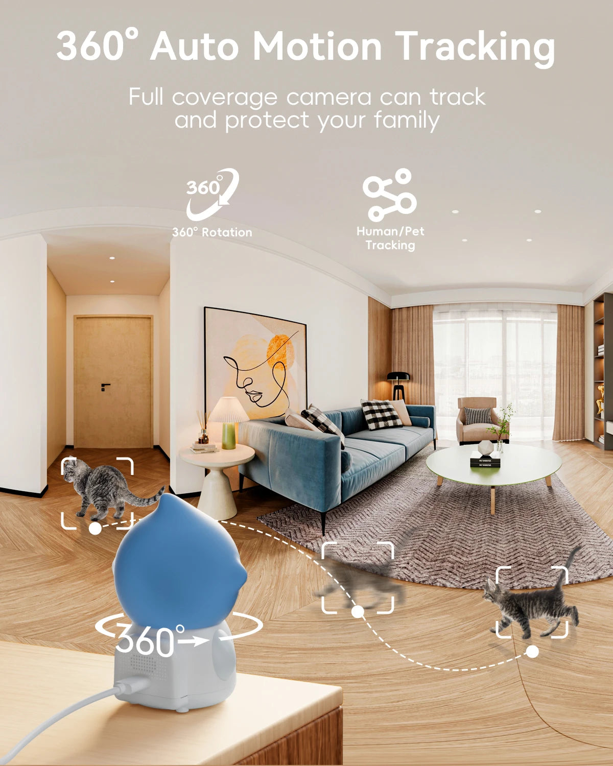 5GWiFi  Pet Camera with Laser light for Dogs (Plug in)360° Full-Room View, 2-Way Audio