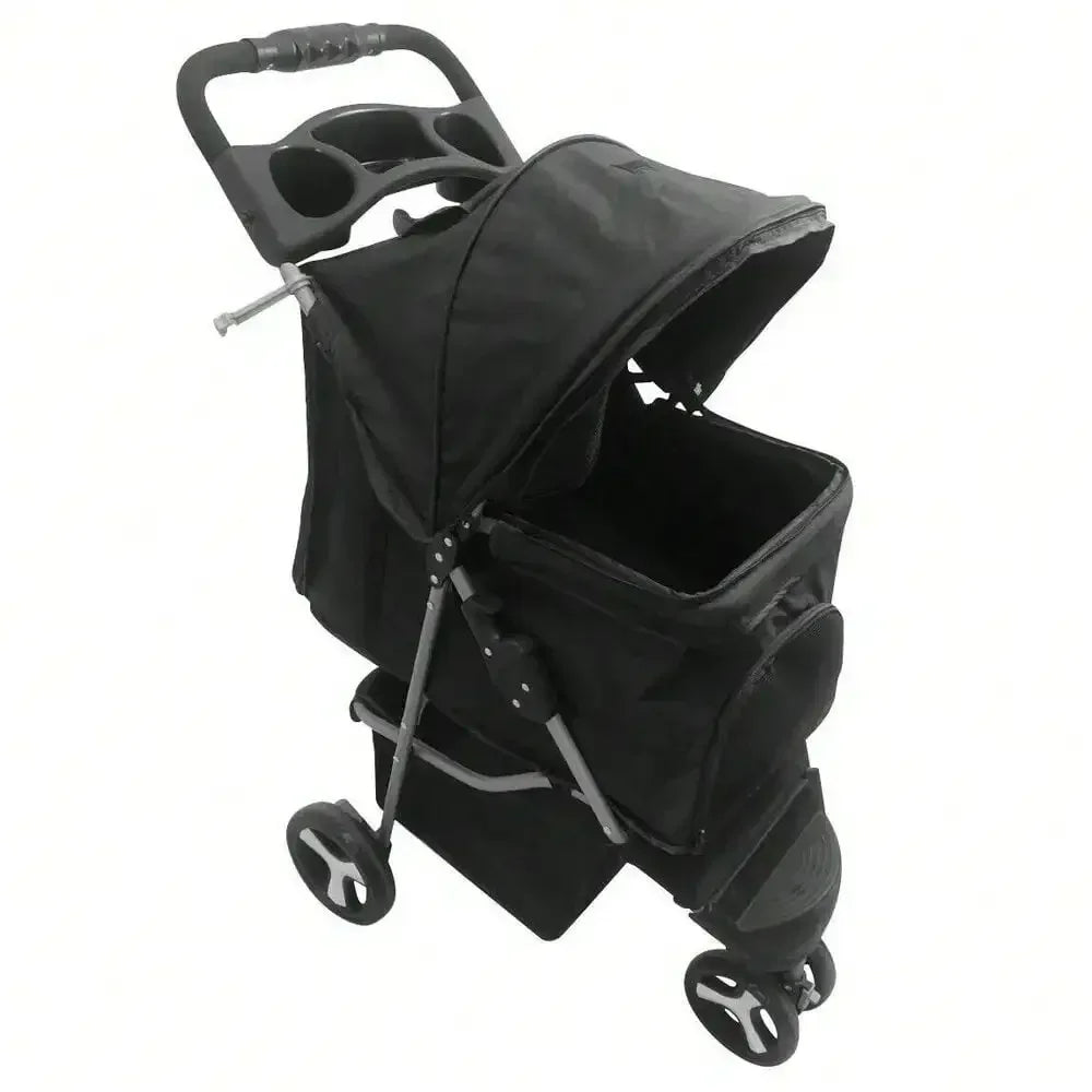Foldable Pet Stroller 3 Wheels for Dogs Strolling Cart Carrier