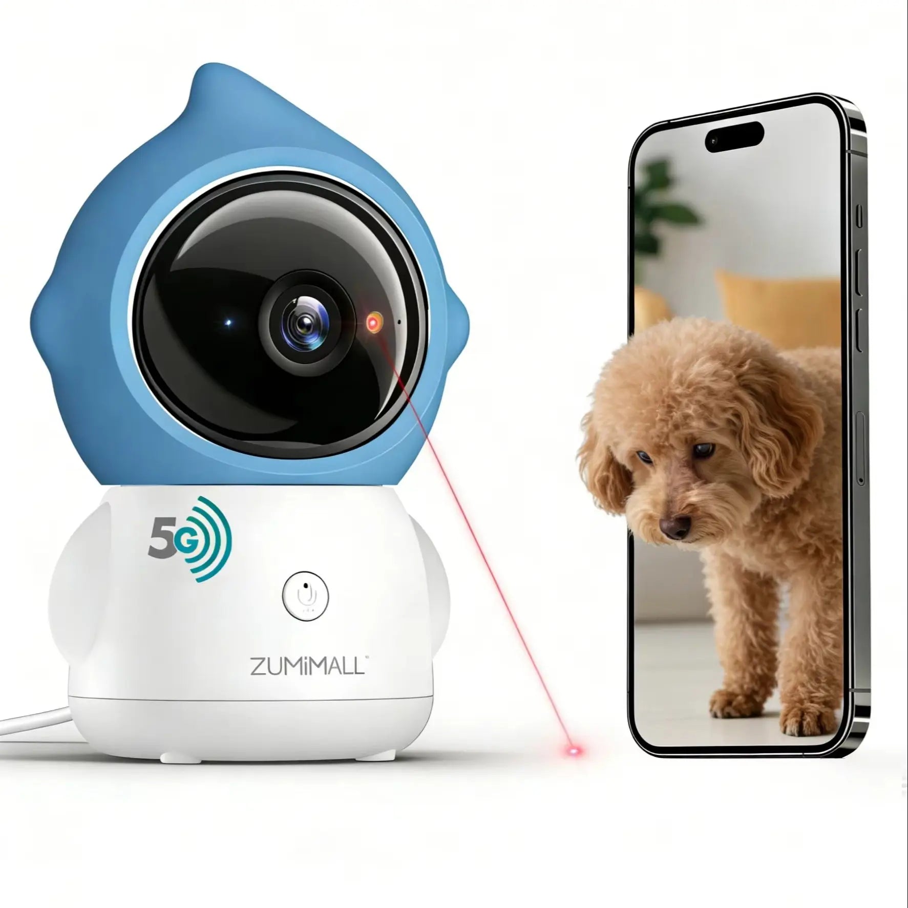 5GWiFi  Pet Camera with Laser light for Dogs (Plug in)360° Full-Room View, 2-Way Audio
