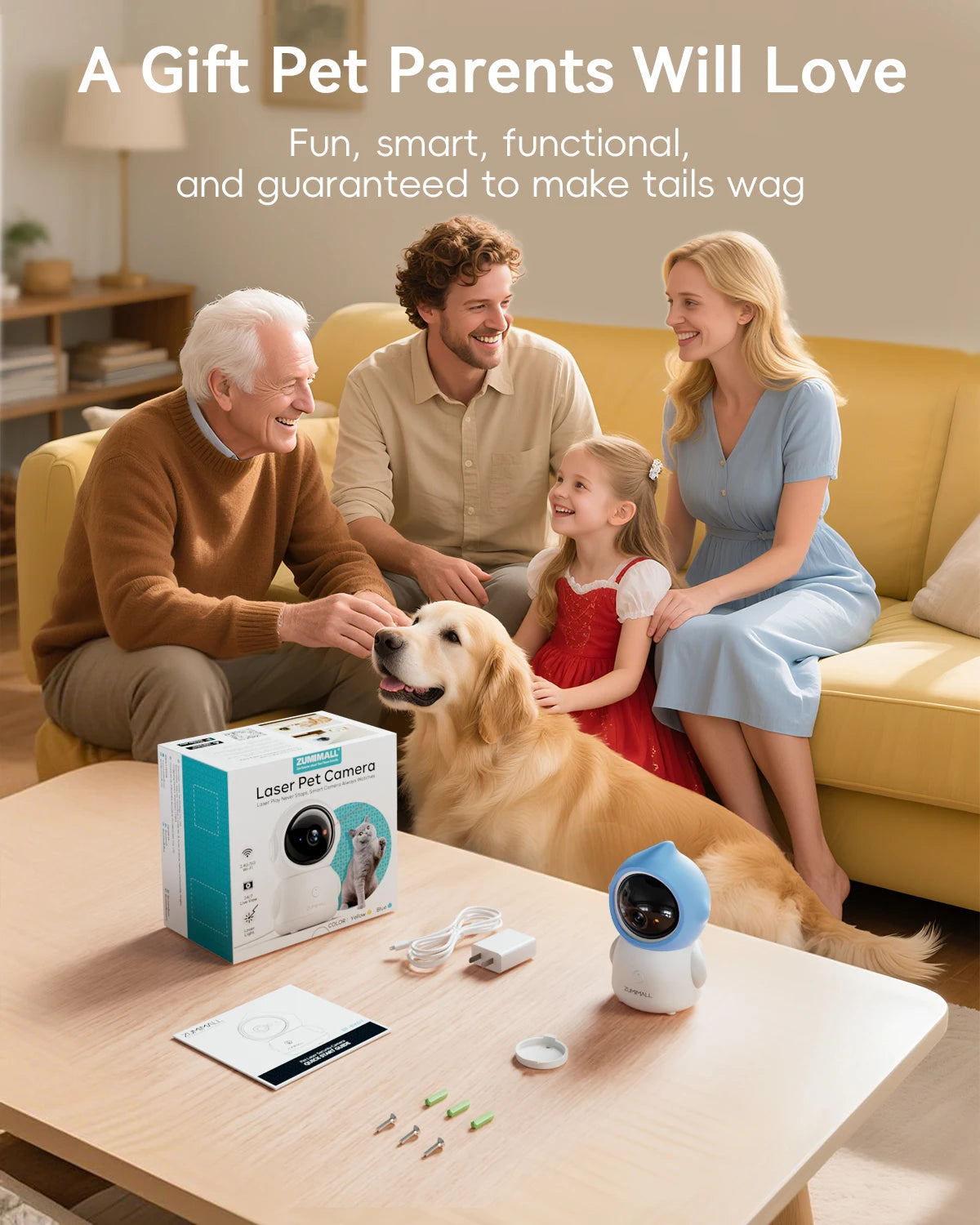 5GWiFi  Pet Camera with Laser light for Dogs (Plug in)360° Full-Room View, 2-Way Audio