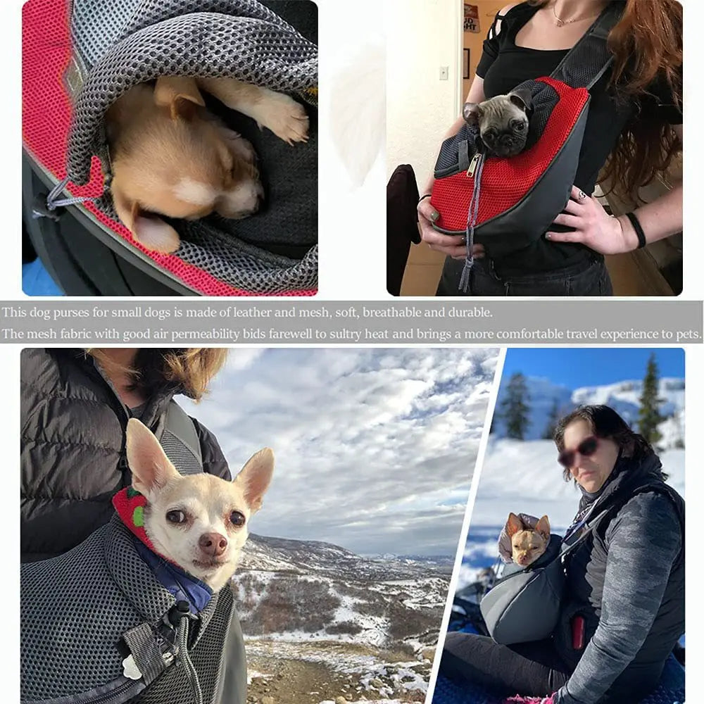 Portable Crossbody Dog Bag Small Pet Backpack for Going out Mesh Breathable