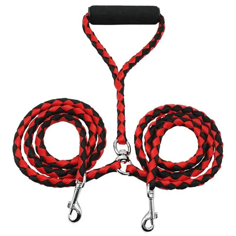 1.4m Dog Double Leash 2 Way Couplers Dog Leash Rope Elastic