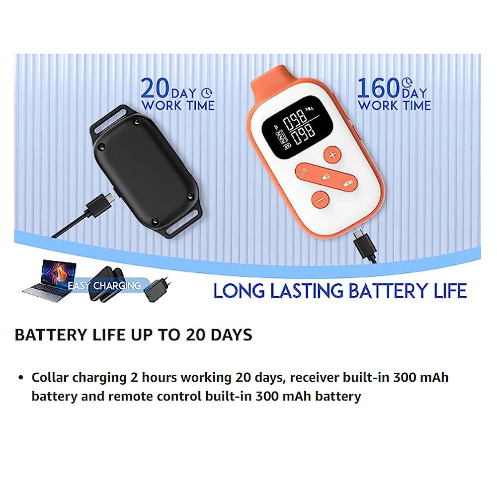 PaiPaitek 3300ft Dog Vibrating Collar,IPX7 Waterproof Dog Training Collar with Remote+LED