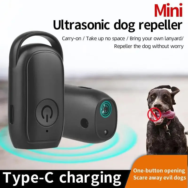 Portable Ultrasonic Dog Barking Control Trainer Long Distance USB Rechargeable with LED