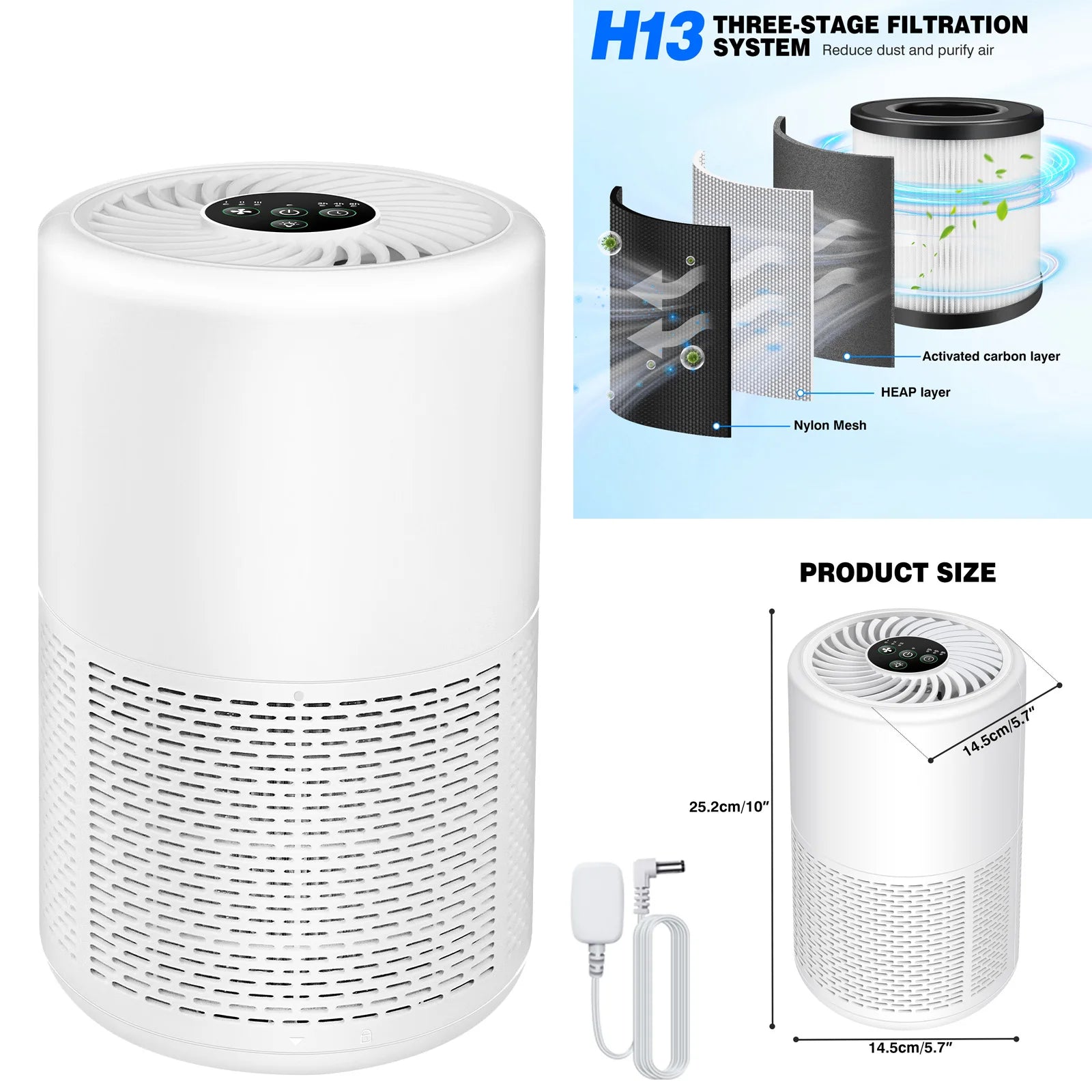 Dog Air Purifier for Home Bedroom with H13 True HEPA Filter Air Cleaner