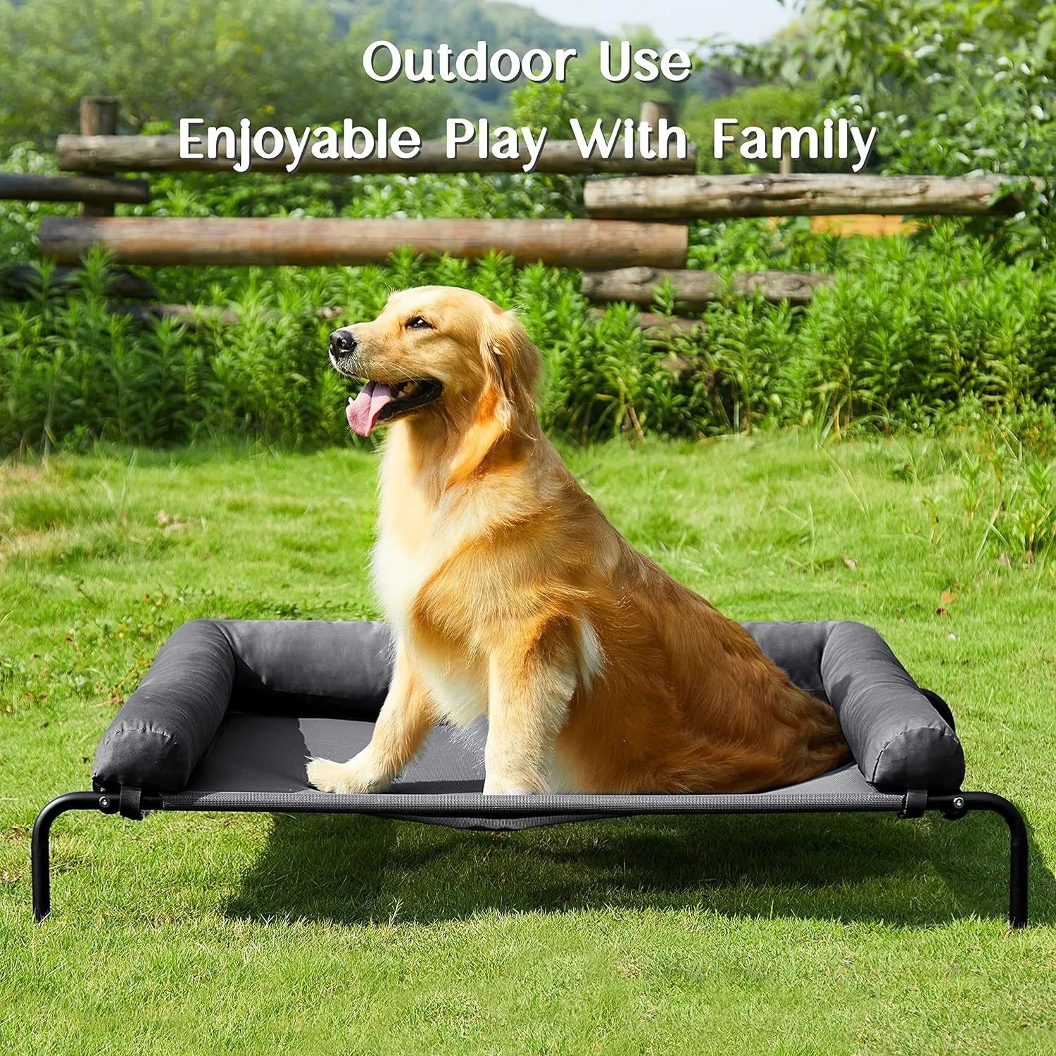 Large Elevated Cooling Dog Bed Portable Anti-Chewing Outdoor Kennel