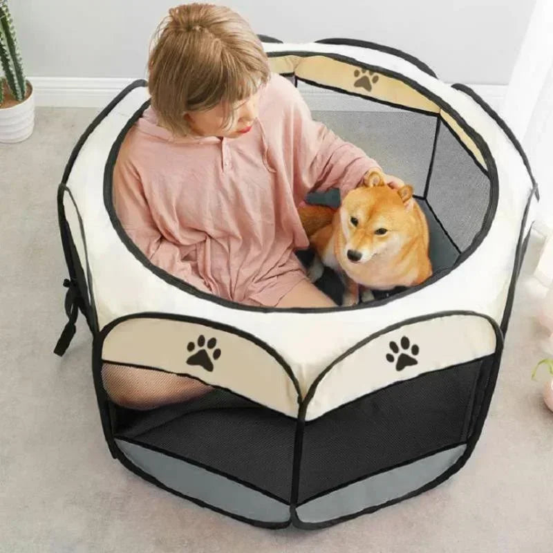 Portable Foldable Pet Tent Kennel Octagonal Fence Puppy Dog Shelter