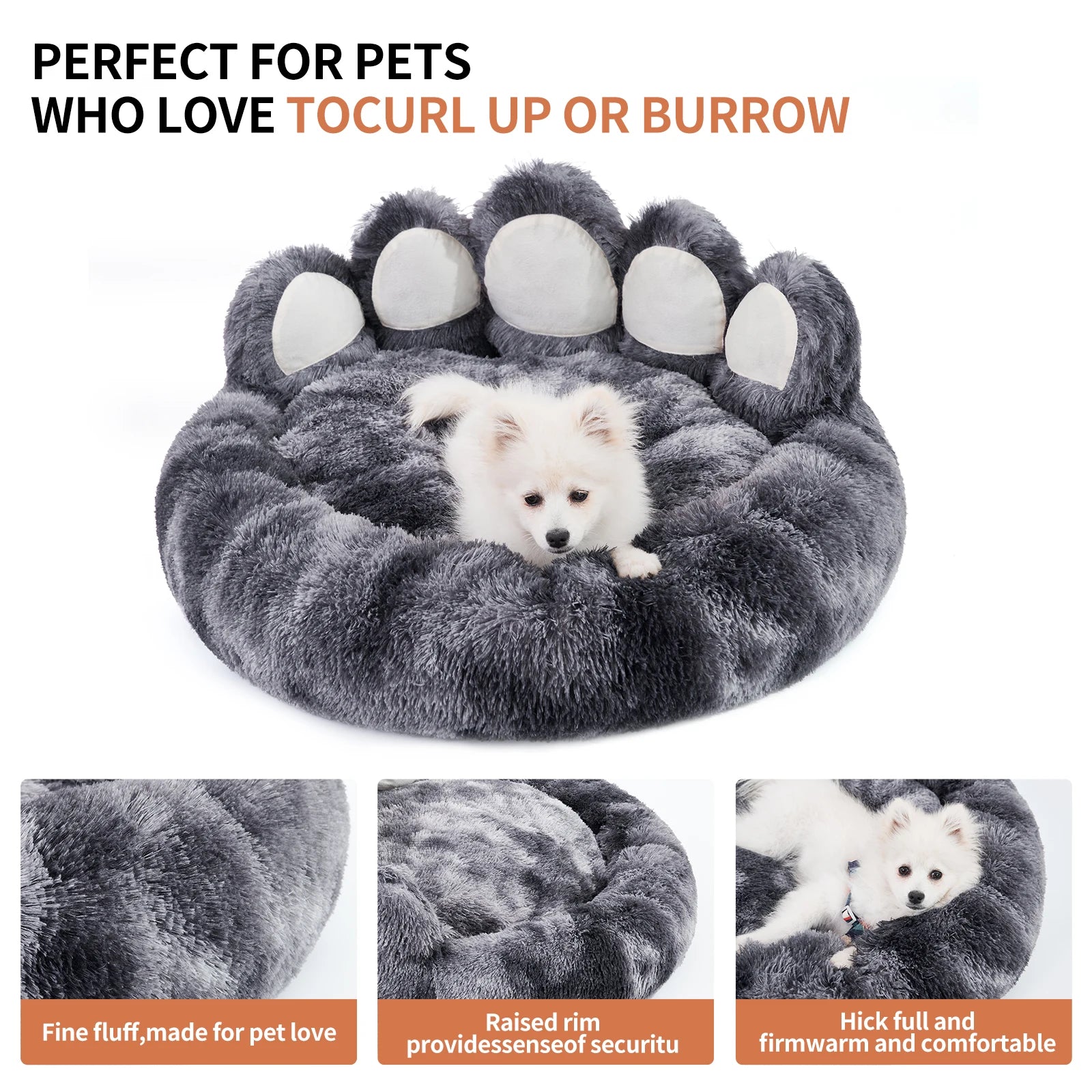 Cozy Comfy Pet Dog Bed Paw Shape Warm Dog Bed Cushion
