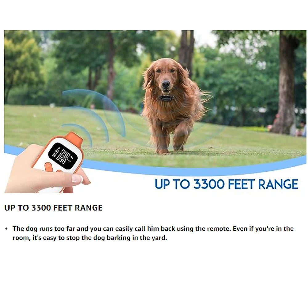 PaiPaitek 3300ft Dog Vibrating Collar,IPX7 Waterproof Dog Training Collar with Remote+LED