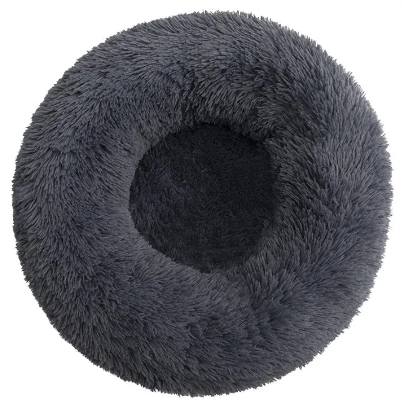 Round Pet Bed for Large Dog Bed Donut Long Plush Dog House Winter Warm Sleeping