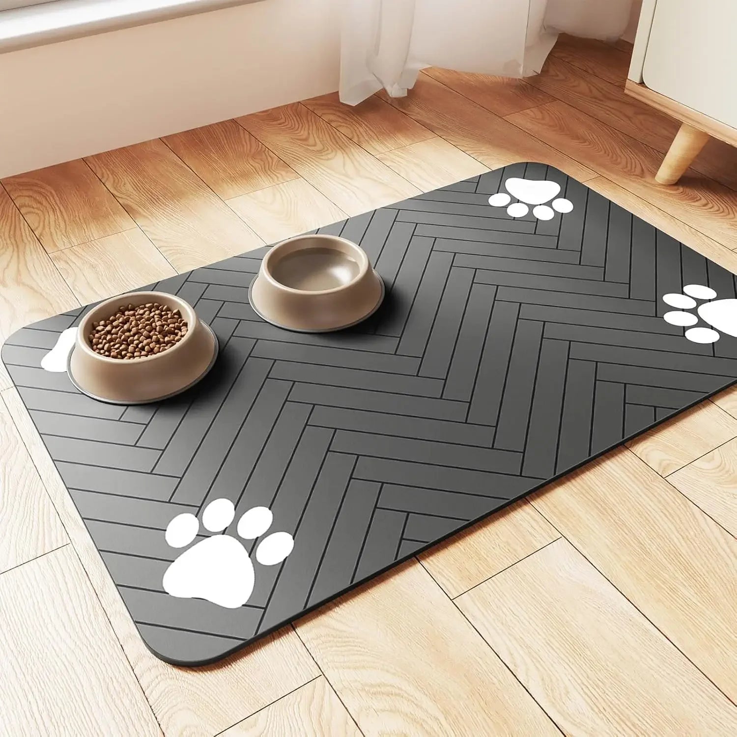 Dog Feeding Mat-Absorbent Dog Placemat for Food and Water Bowl