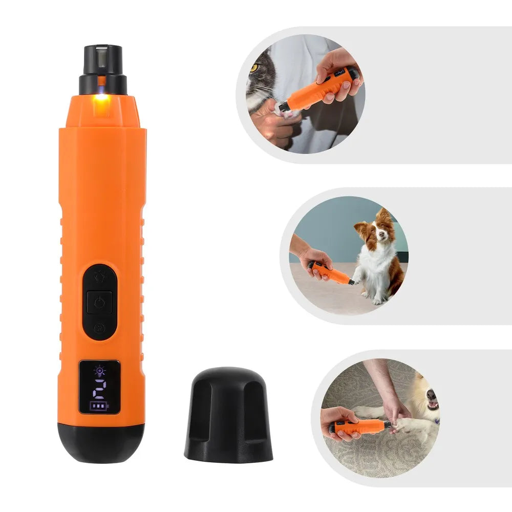 Electric Dog Nail Grinder Pet Trimmer USB Charge Clipper with Light