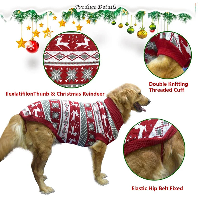 Dog Reindeer Sweater Pet Winter Knitwear Clothes Warm Turtleneck Sweater