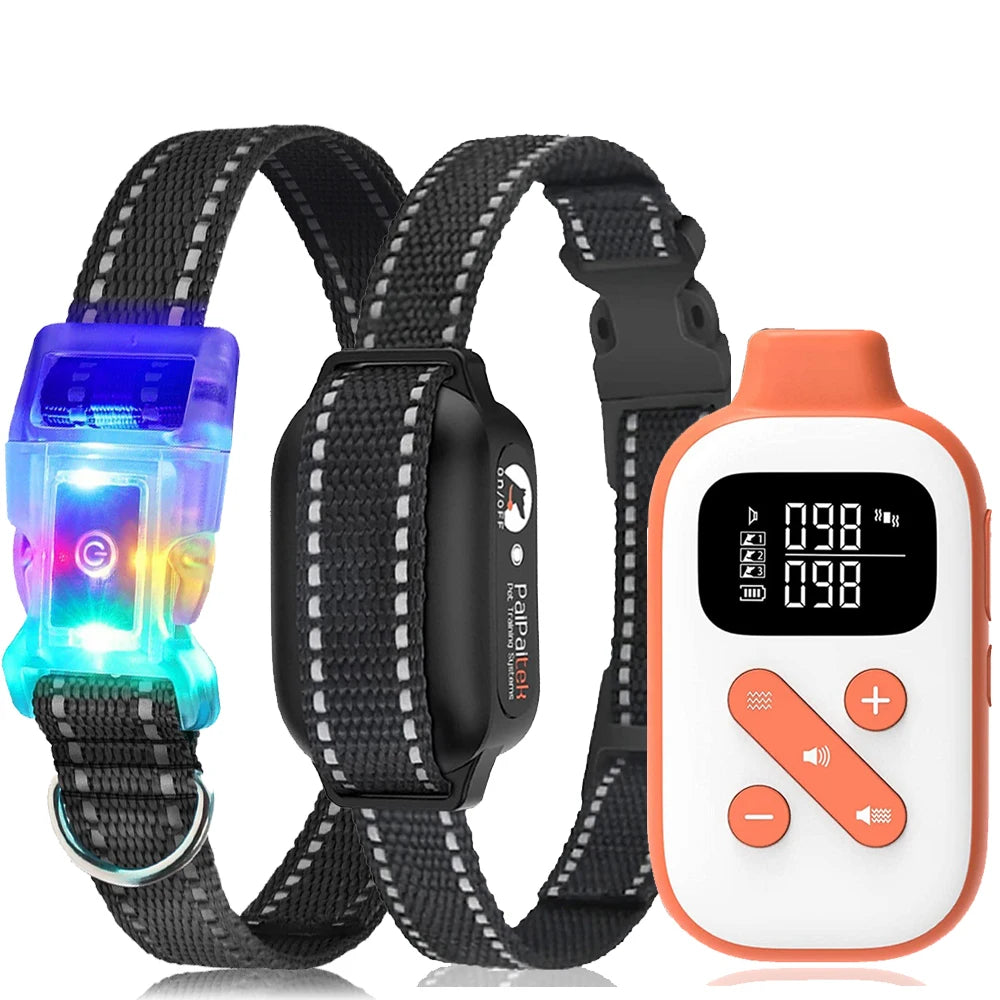 PaiPaitek 3300ft Dog Vibrating Collar,IPX7 Waterproof Dog Training Collar with Remote+LED