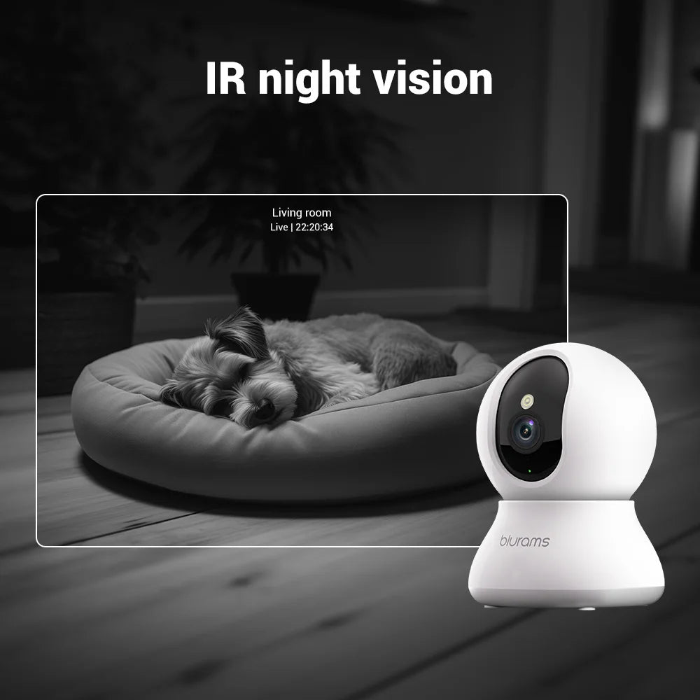 Pet Dog Camera 2K, 360° Indoor Security Camera, Dog Camera with Phone App