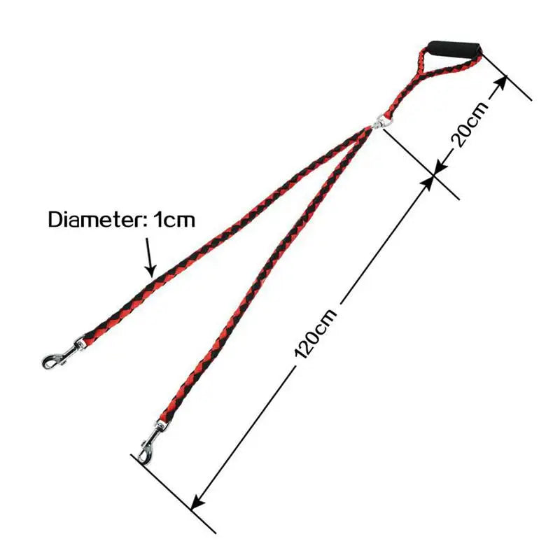 1.4m Dog Double Leash 2 Way Couplers Dog Leash Rope Elastic