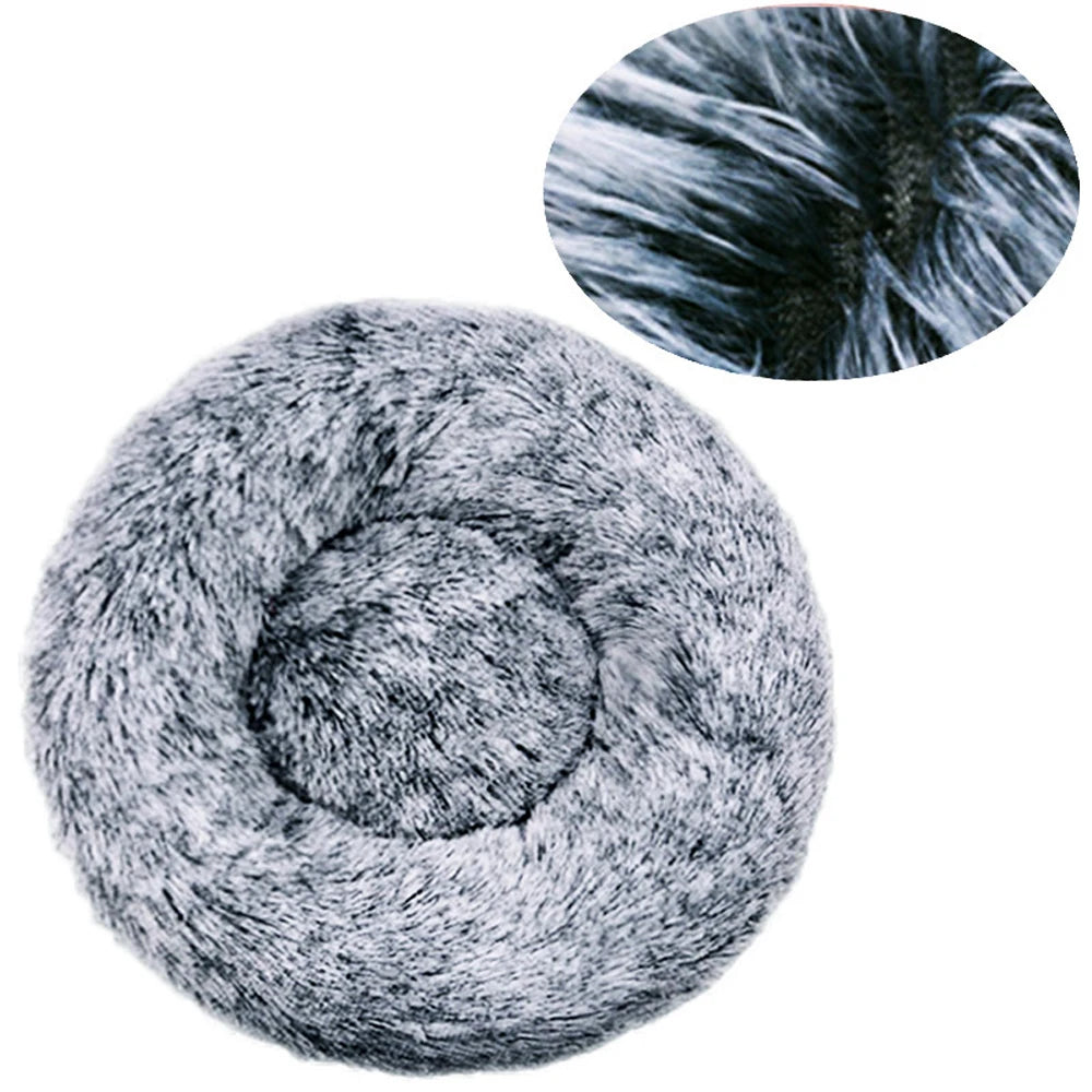Round Pet Bed for Large Dog Bed Donut Long Plush Dog House Winter Warm Sleeping