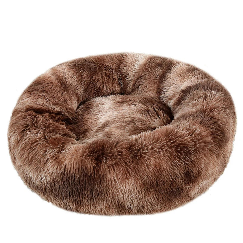 Round Pet Bed for Large Dog Bed Donut Long Plush Dog House Winter Warm Sleeping