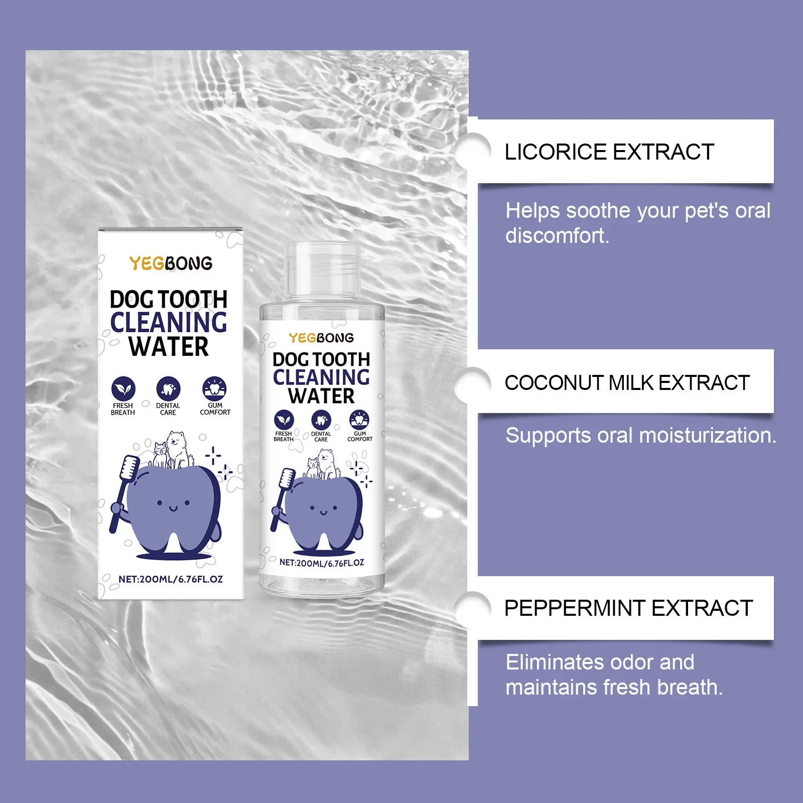 Drinkable Pet Water Additive Dental Care for Dogs Natural Oral Hygiene Freshens Breath