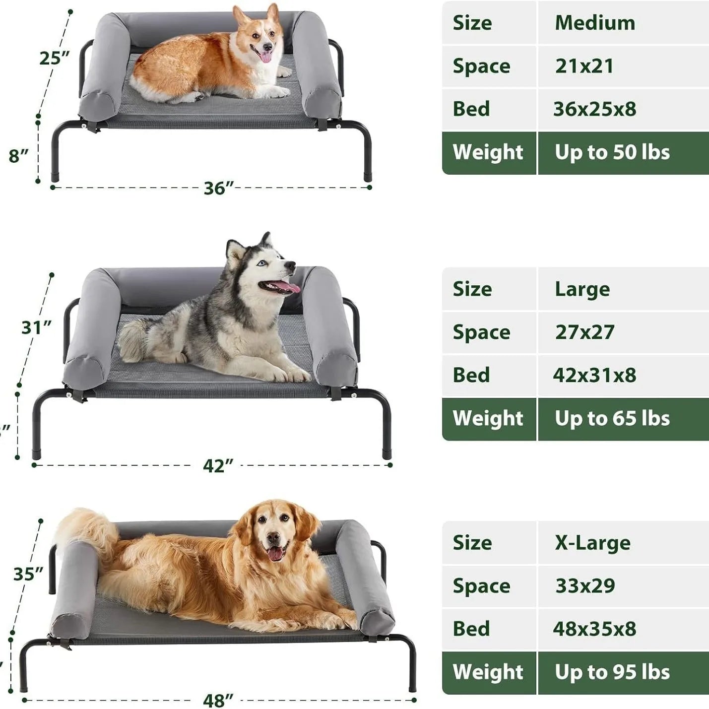 Large Elevated Cooling Dog Bed Portable Anti-Chewing Outdoor Kennel