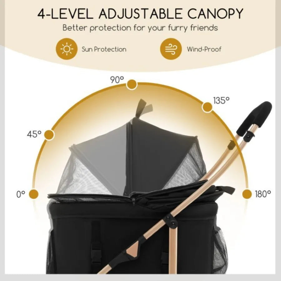 Foldable 3In1 Dog Stroller with Removable Seat Carrier