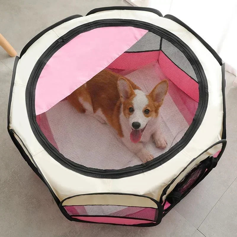 Portable Foldable Pet Tent Kennel Octagonal Fence Puppy Dog Shelter