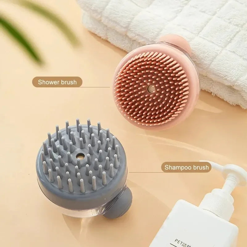Dog Shower Brush Pet Dog Grooming Massage Bath Cleaning Brush with Shampoo Dispenser