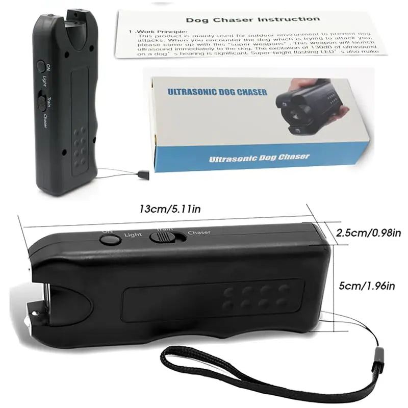 Dog Repeller Portable Ultrasonic Deterrent Handheld Anti-barking 3in1 Dog Training Device