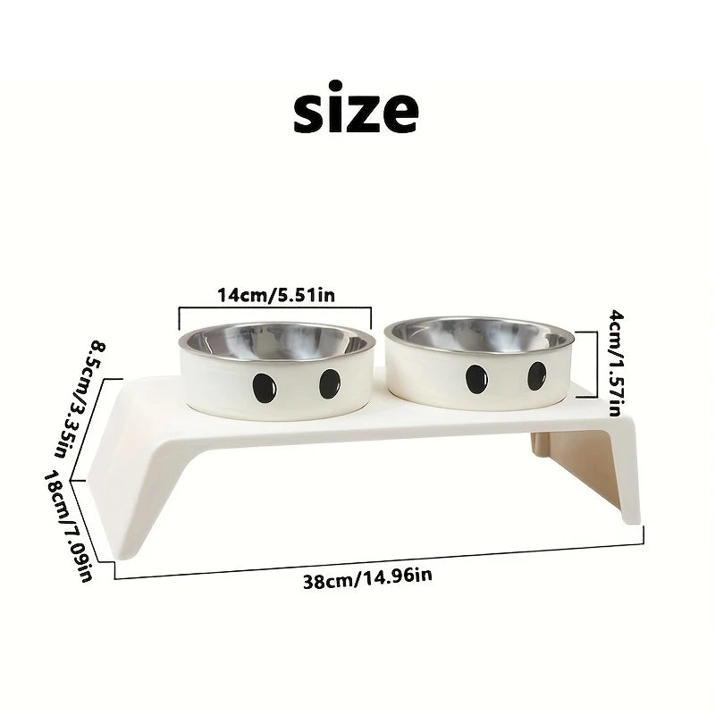 Elevated Pet Dog Feeder Bowls Raised Stand with Double Stainless Steel Food Water Bowls