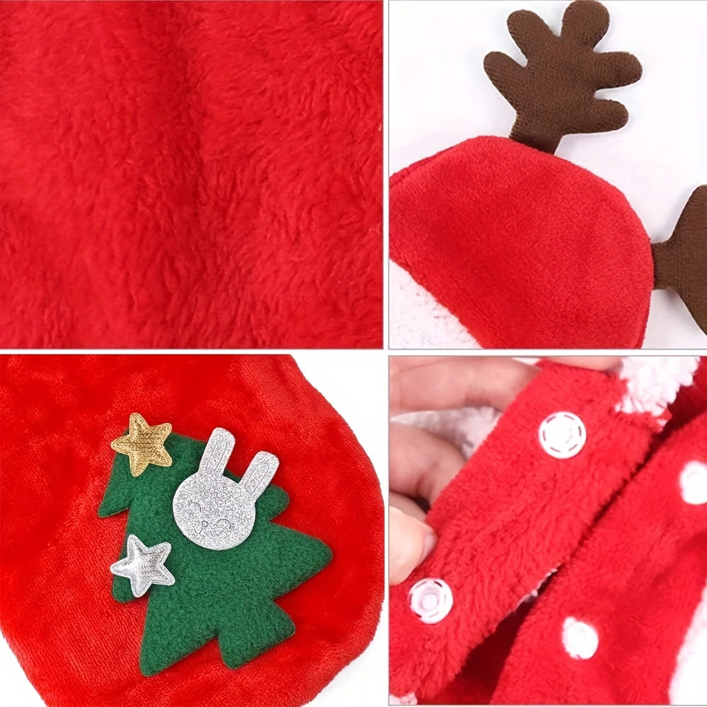Festive Pet Dog Christmas Costumes - Santa Claus Dog Suit with Cap and Hoodies