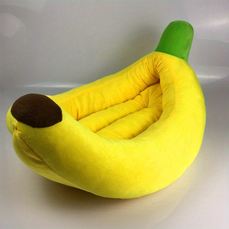Yellow-Green Banana-Themed Pet Bed for Dogs - Cozy Oval Dog House