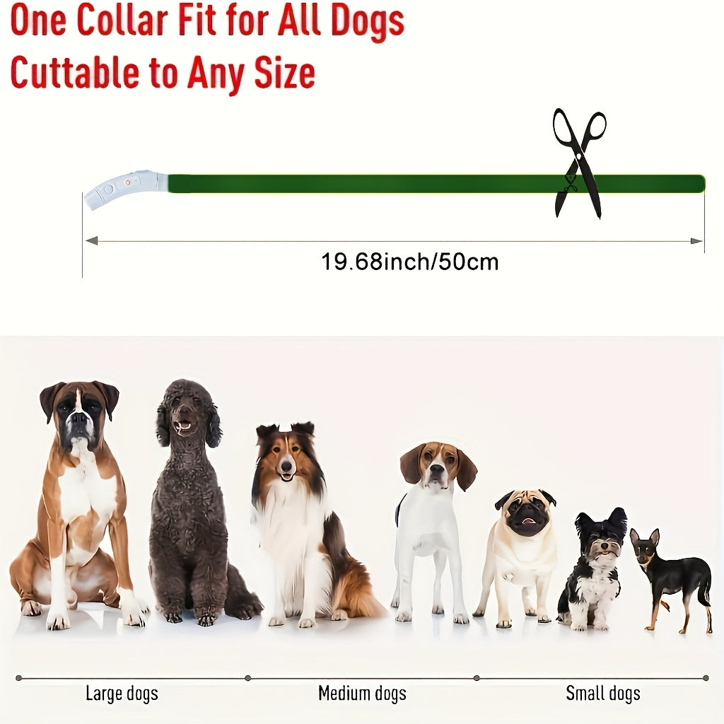 Luminous USB Rechargeable Dog Collar - Glow-in-the-Dark PVC Neck Cuff for Small Medium Large Dogs